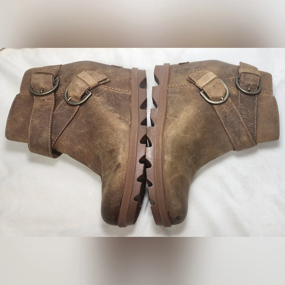 Sorel Joan Artic Tan Leather Ankle Booties Size 6.5